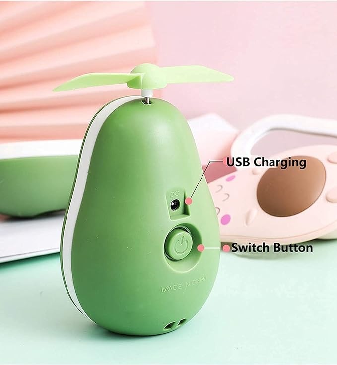 Портативний міні-вентилятор Avocado + дзеркало LED (зелений)-2