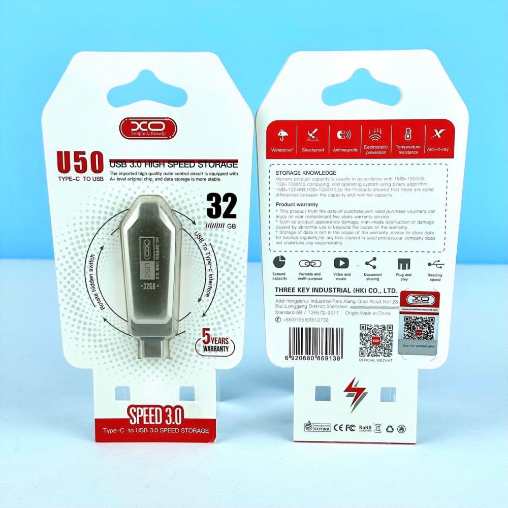 USB флеш XO U50 32GB USB3.0+Type-C-0
