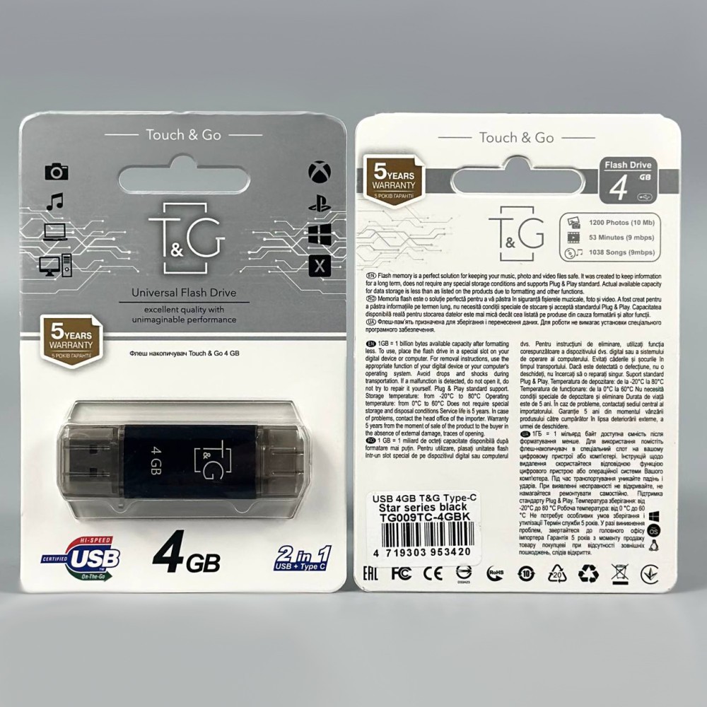 USB флеш T&G 4Gb Star 009 (USB+Type-C)-1