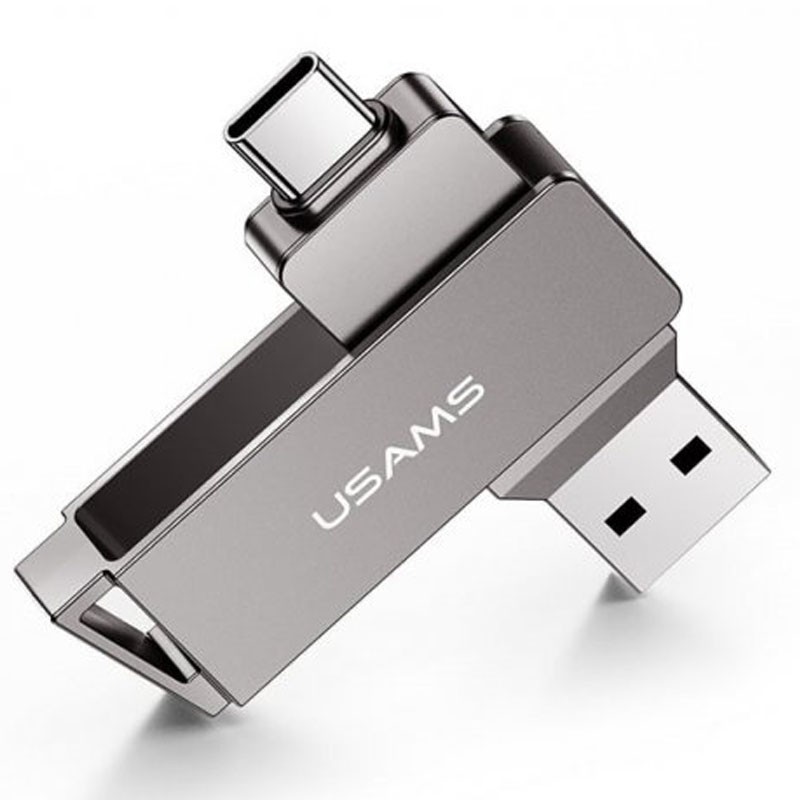 USB-TYPE-C флешка USAMS US-ZB199 Type-C+ USB3.0 High Speed 32 Gb (Iron-grey)-0