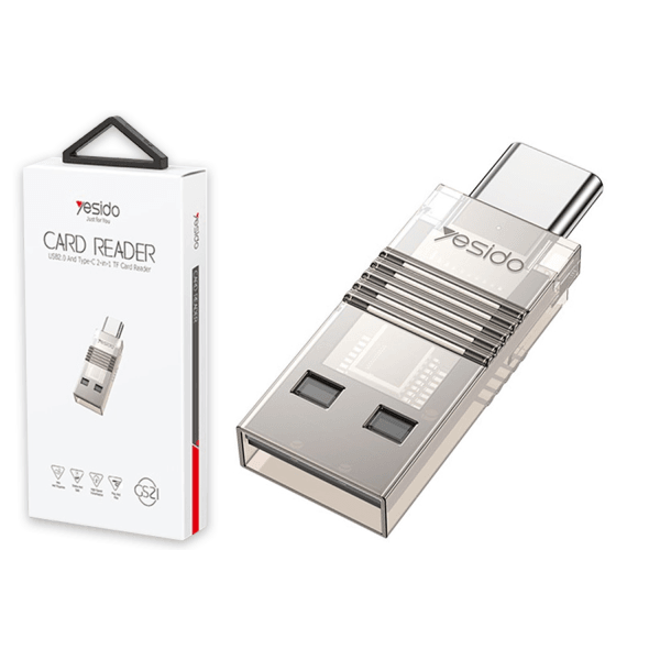 OTG перехідник YESIDO GS21 (USB to Type-C+TF card) (Сталь)-0