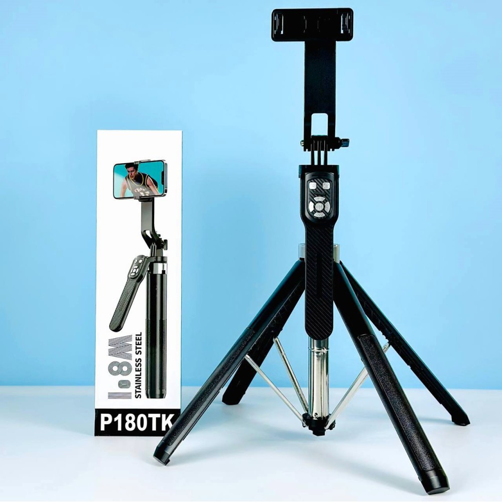 Монопод Трипод P180TK Stainless Steel на штативі 180cm Bluetooth (Чорний)-0