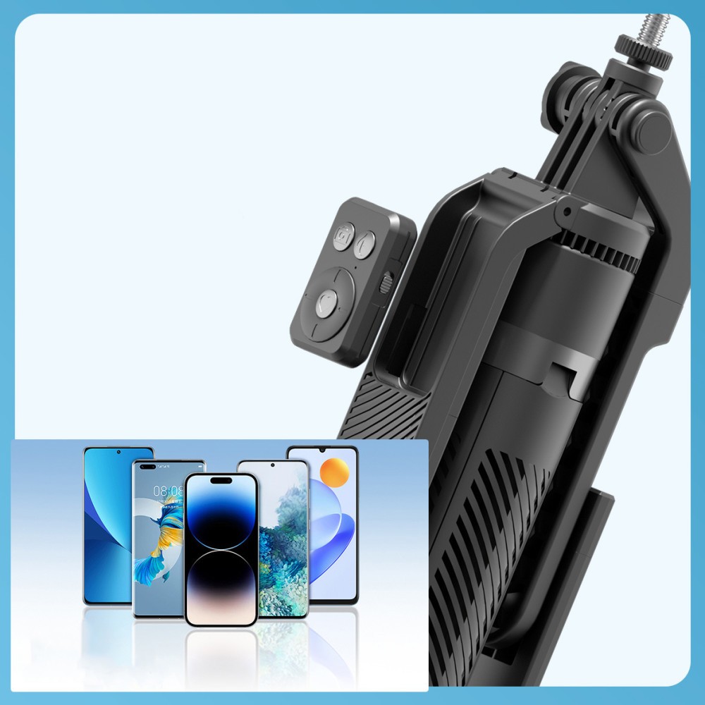 Монопод Трипод A14 Long 1.8m Bluetooth (360° Rotating Pan Tilt) (Чорний)-5