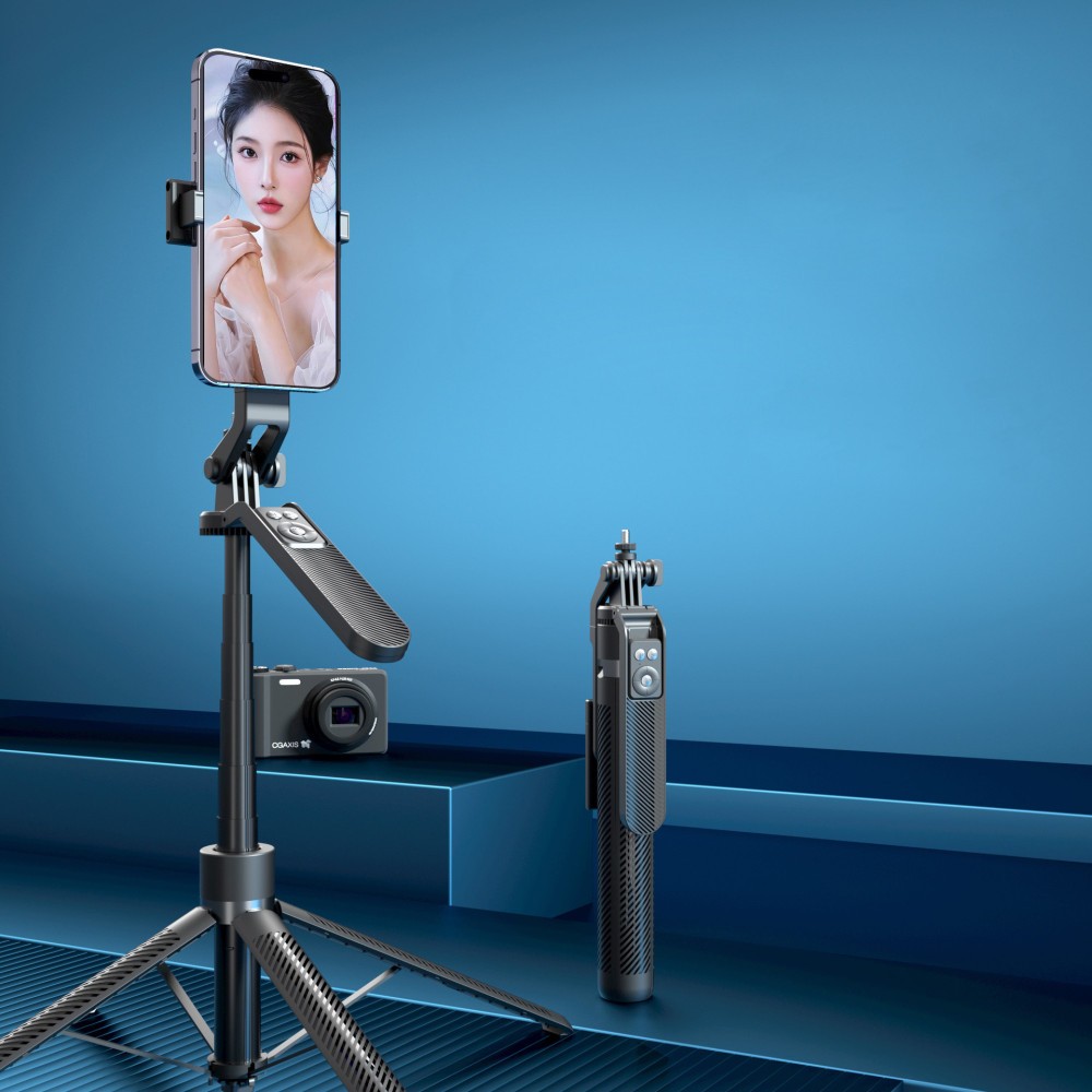 Монопод Трипод A14 Long на штативі 1.8m Bluetooth (360° Rotating Pan Tilt) (Чорний)-4