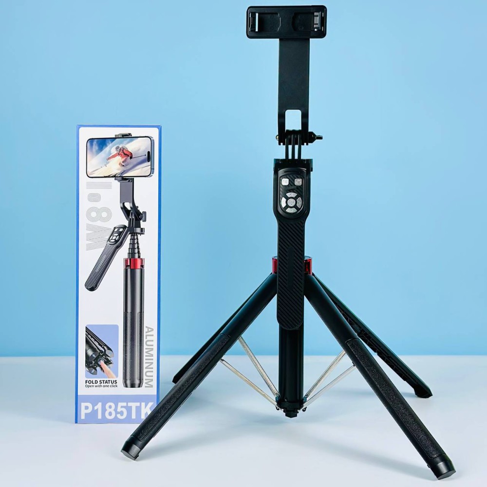 Монопод Трипод P185TK Aluminum на штативі 180cm Bluetooth (Чорний)-0