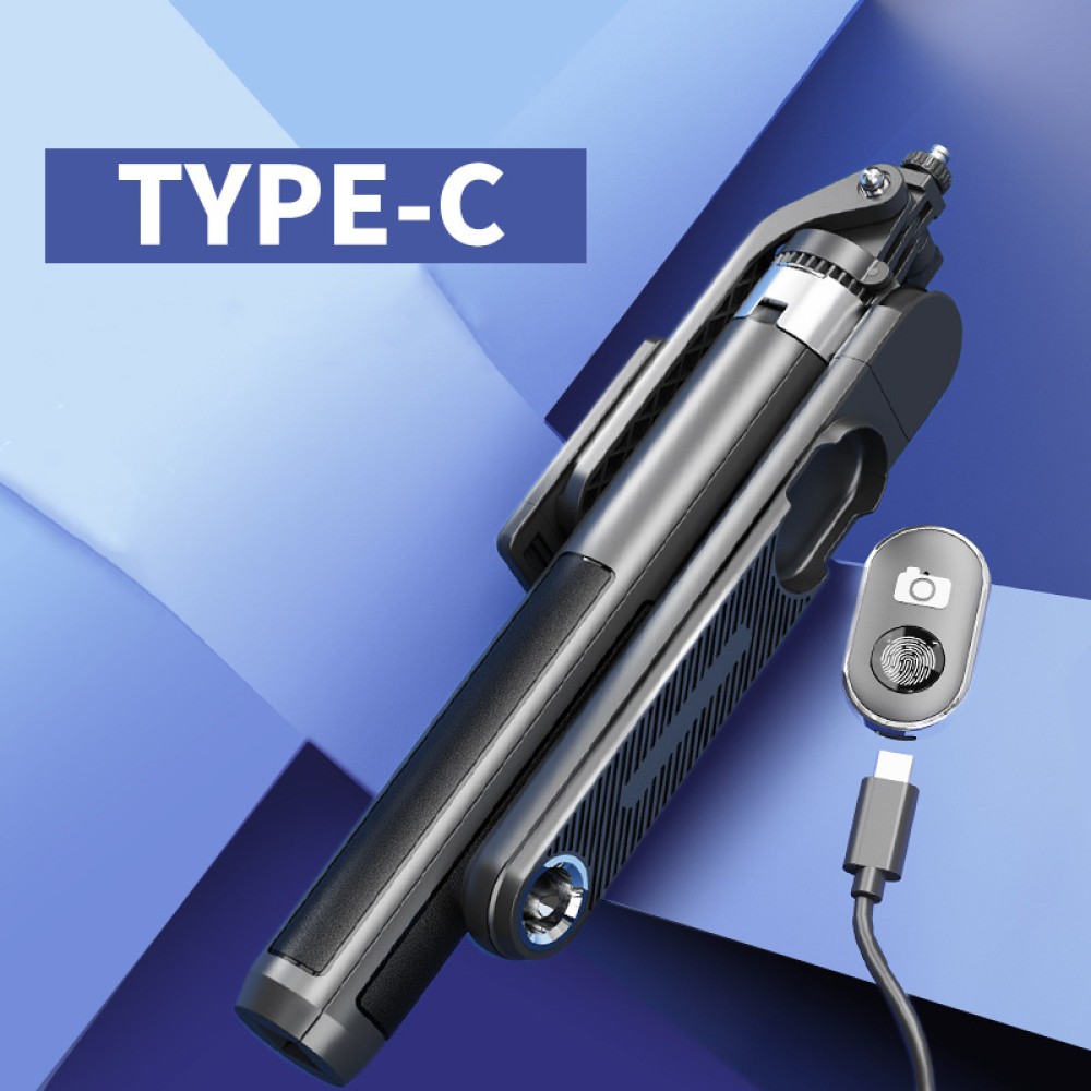 Монопод P510 Stainless Steel на штативі 1.8m Bluetooth (360° Rotating Pan Tilt) (Чорний)-2