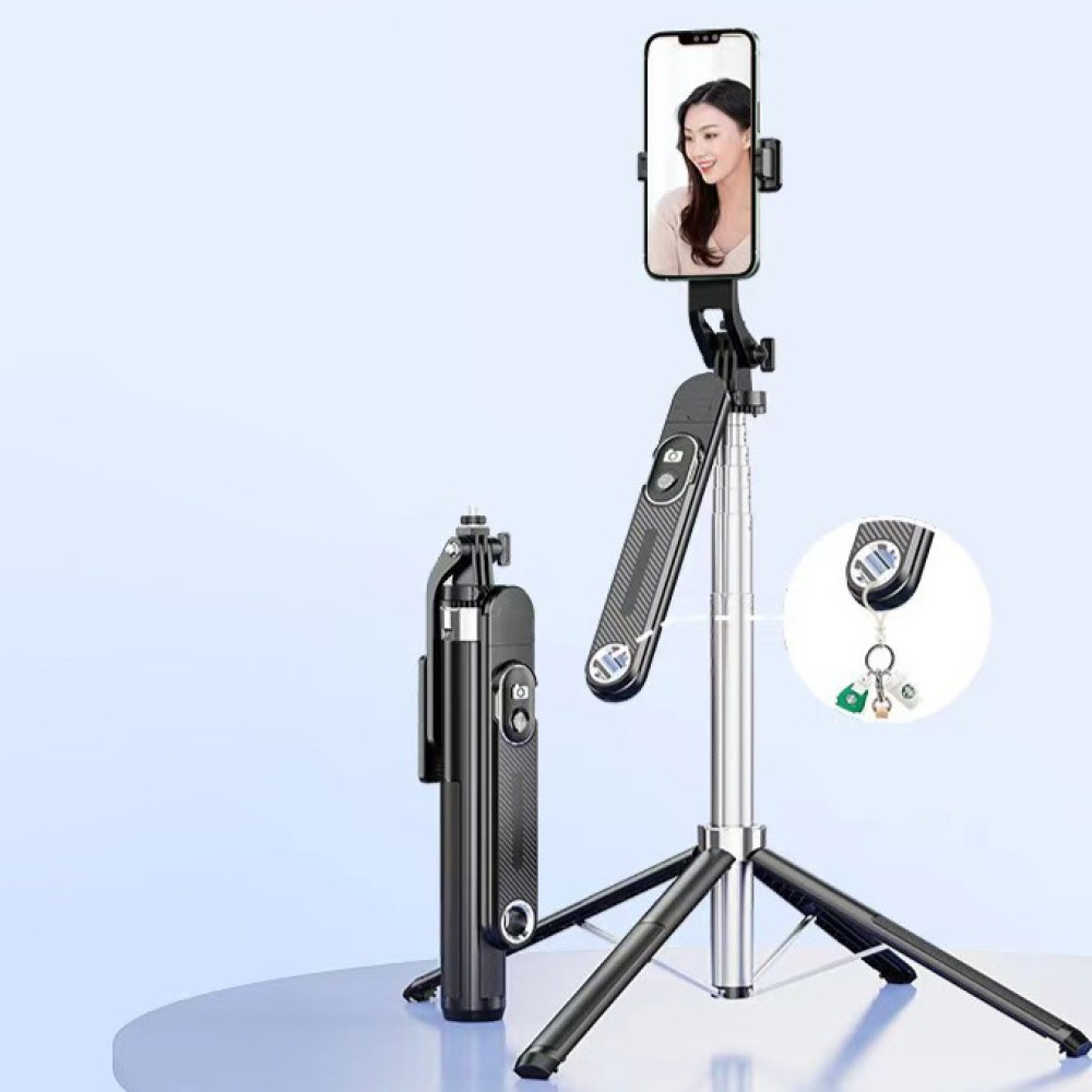 Монопод P510 Stainless Steel на штативі 1.8m Bluetooth (360° Rotating Pan Tilt) (Чорний)-5