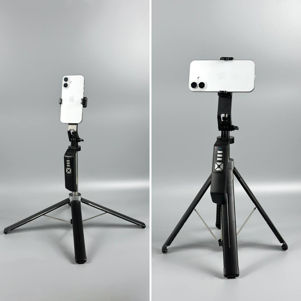 Монопод P19TK Click Pop-Up на штативі 1.77m Bluetooth (360° Rotating Pan Tilt) (Чорний)-4