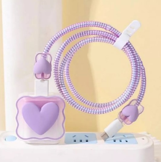 Захист кабеля і зарядки «Heart» (бузковий)-0