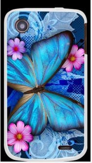 Накладка для Lenovo A800 "Блакитний метелик" (пластик)-0