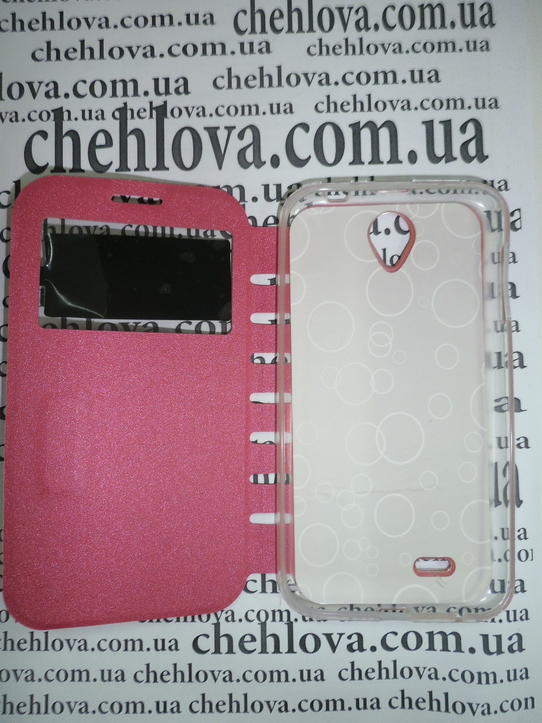 Книжка Imperium для Lenovo A850 з прихованим магнітом та вікном (рожева)-2