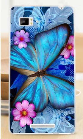 Накладка для Lenovo K910 "Блакитний метелик" (пластик)-0