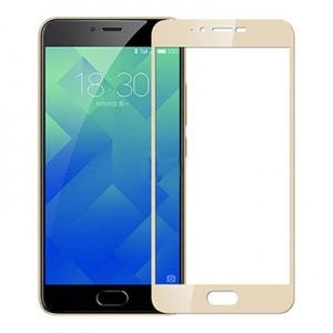 Захисне скло Full cover для MEIZU M5 з золотою рамкою (м`яка упаковка)-0