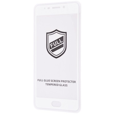 Захисне скло Full glue для MEIZU M6 Note з білою рамкою-0