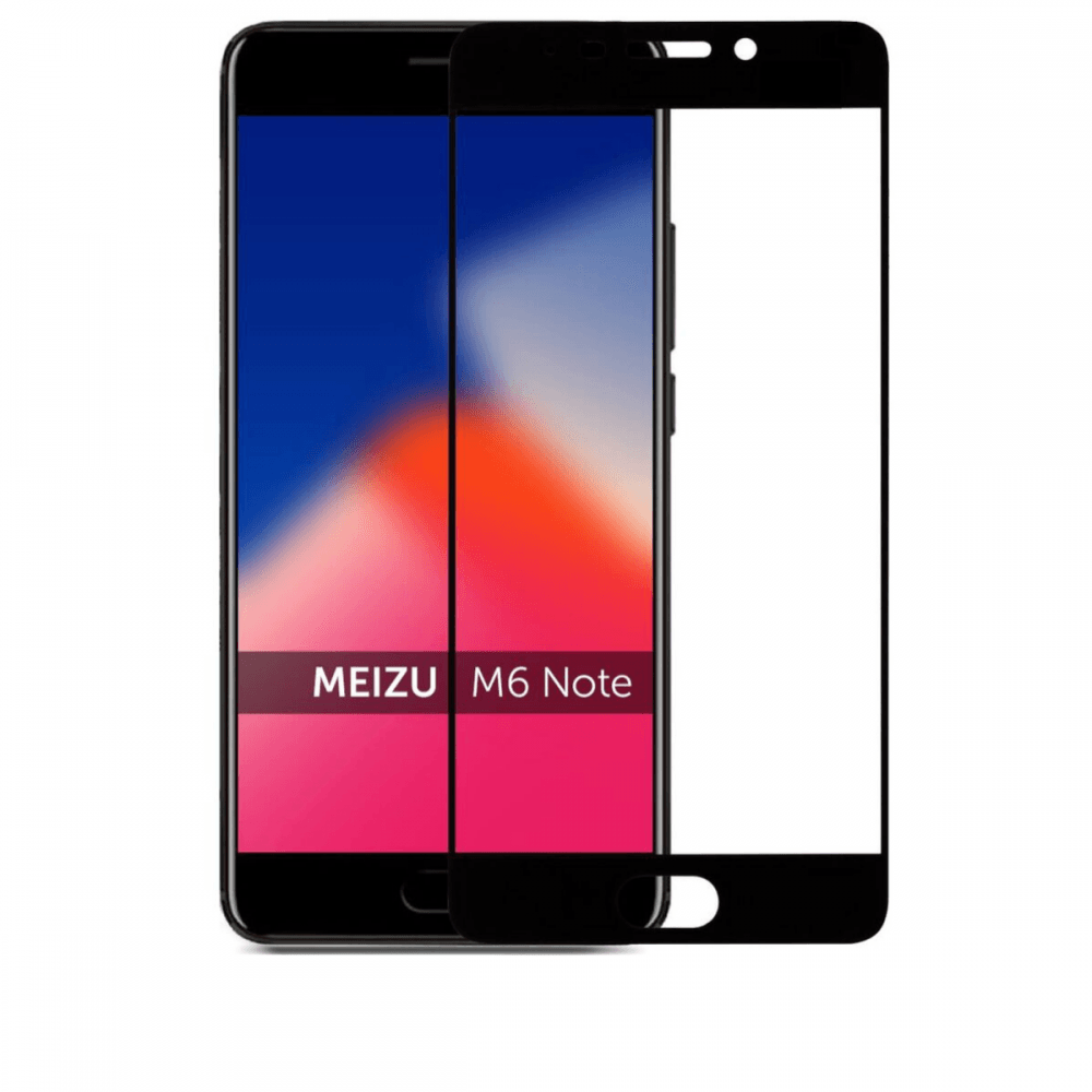 Захисне скло Full Glue для Meizu M6 Note з чорною рамкою-0