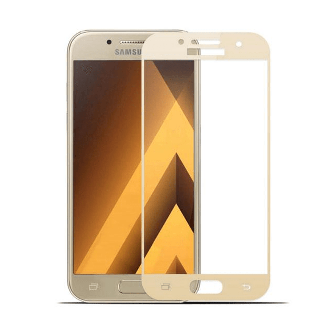 Захисне скло Full Glue для Samsung A320 2017 з золотою рамкою-0