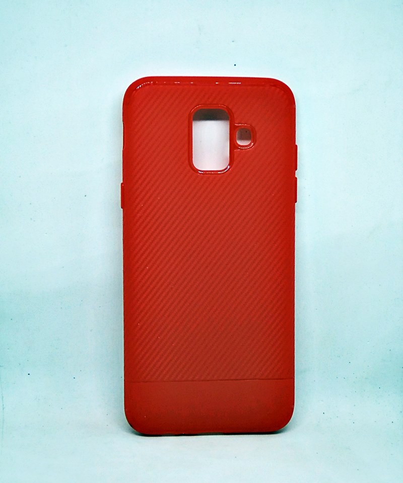 Накладка Carbon line для Samsung A8 Plus (2018) червона-0