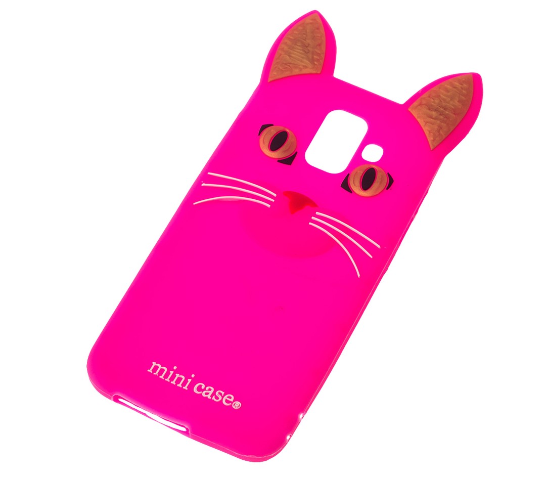Накладка Cat 3D для Samsung A6 Plus (2018) рожева-1