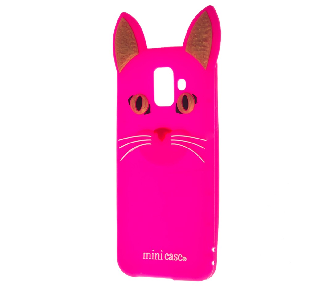Накладка Cat 3D для Samsung A6 Plus (2018) рожева-0
