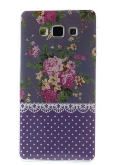 Накладка для Samsung A7 "Квіти та тканина фіолетова" (силікон)-0
