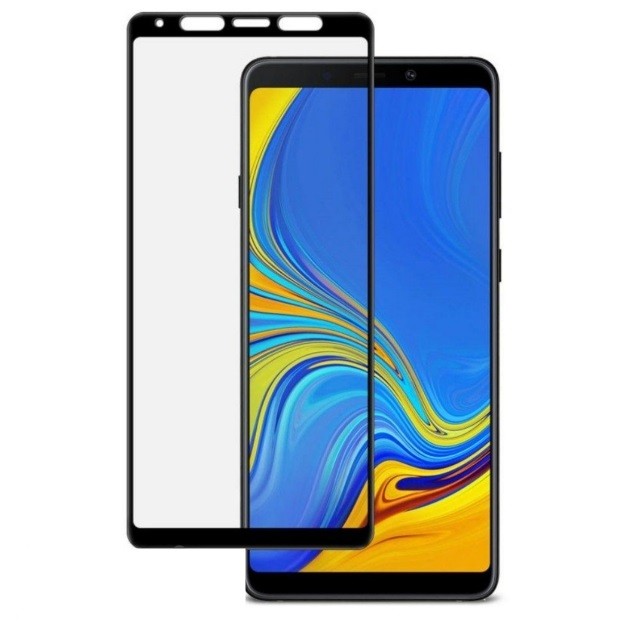 Захисне скло Full Glue для Samsung A9 2018  з чорною рамкою-0