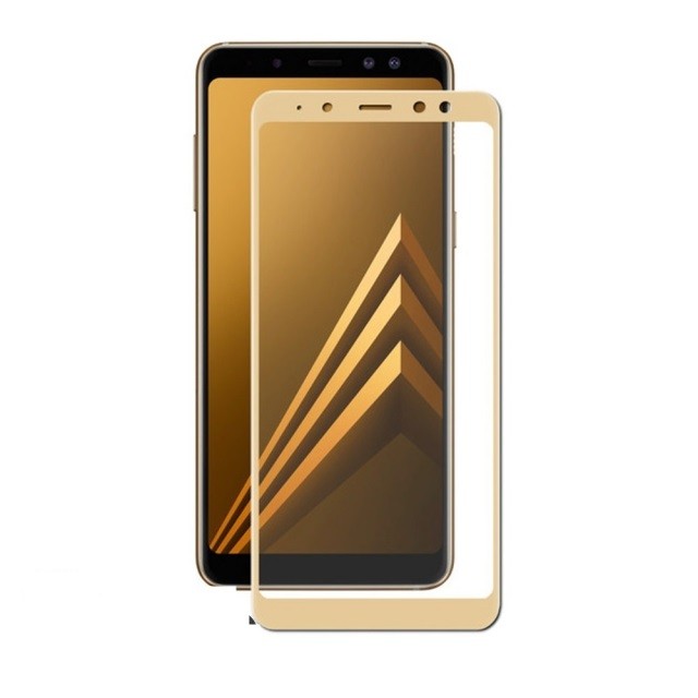 Захисне скло Full Glue для Samsung A9 2018  з золотою рамкою-0