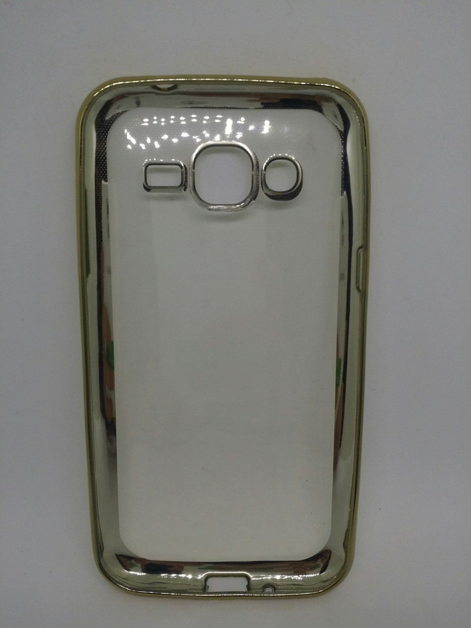 Силикон  0,3мм  с золотой  окантовкой для Samsung  J1 J100-1