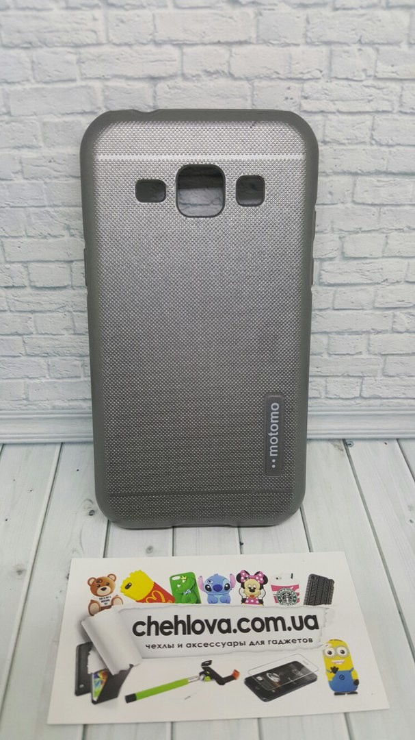 Противоударная металлизированная  накладка Motomo для Samsung J1 J100  темно-серая-0