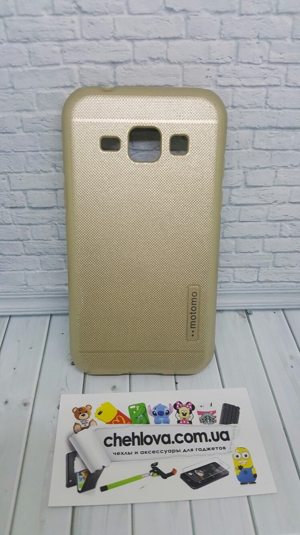 Противоударная металлизированная  накладка Motomo для Samsung J1 J100  золотая-0