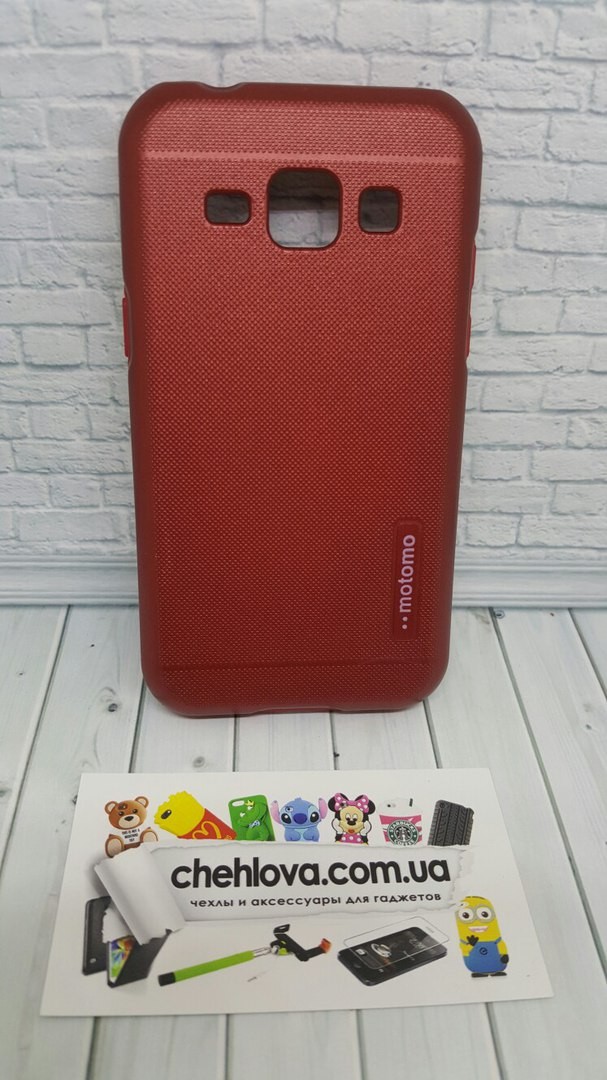 Противоударная металлизированная  накладка Motomo для Samsung J1 J100  красная-0