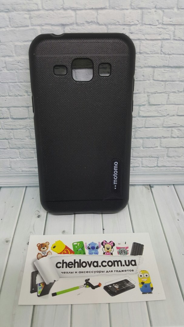 Противоударная металлизированная  накладка Motomo для Samsung J1 J100  черная-0