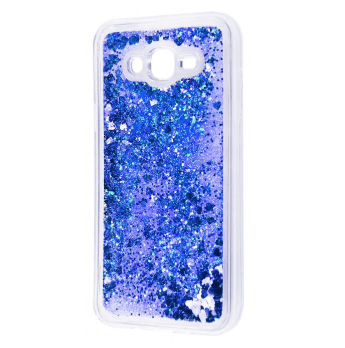 Накладка Aqua для Samsung J2 (2015) J200 блакитні блискітки (переливається)-0