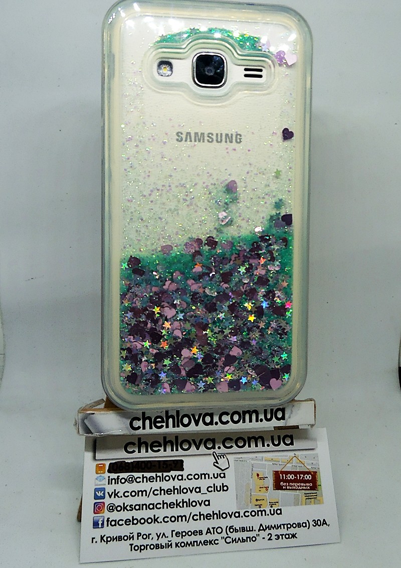 Накладка Aqua для Samsung J3 J300/J310/J320 зелені блискітки-1