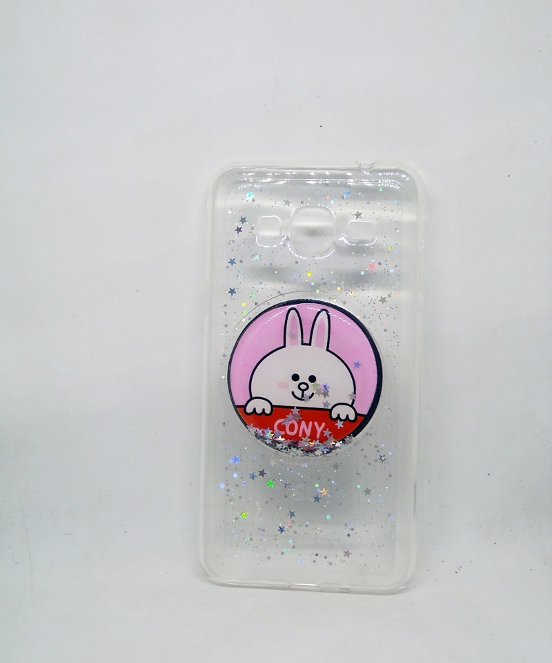 Накладка TOY для Samsung J1 (2016) J120 з рідкими блискітками "Зайчик"-0
