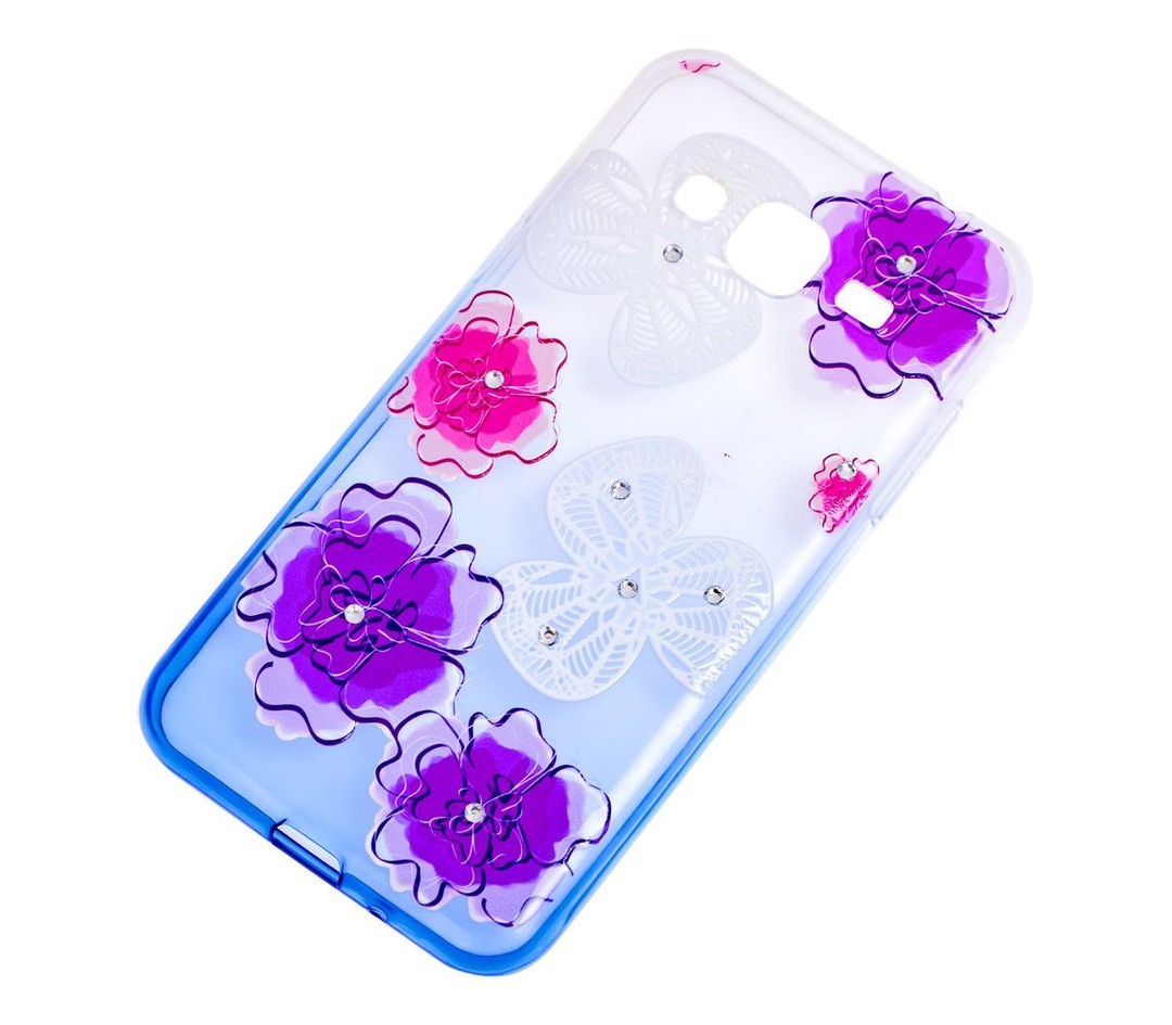 Накладка Glamour Ambre для Samsung J3 J300/J310/J320 "Квіти фіолетові"-1