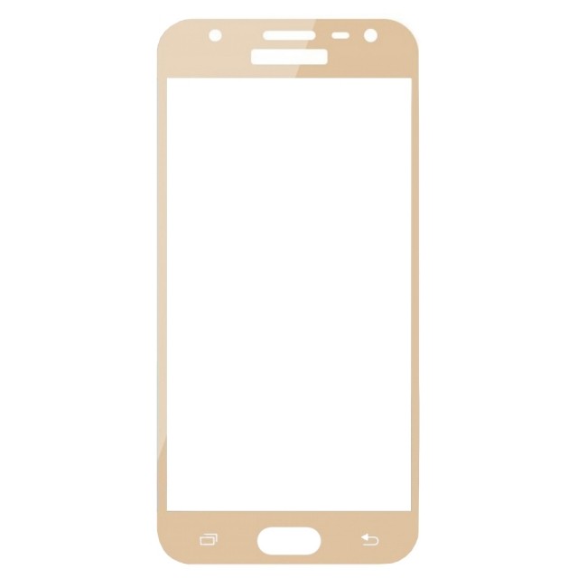 Захисне скло Silk Print для Samsung J3 J300/J310/J320 з золотою рамкою-0