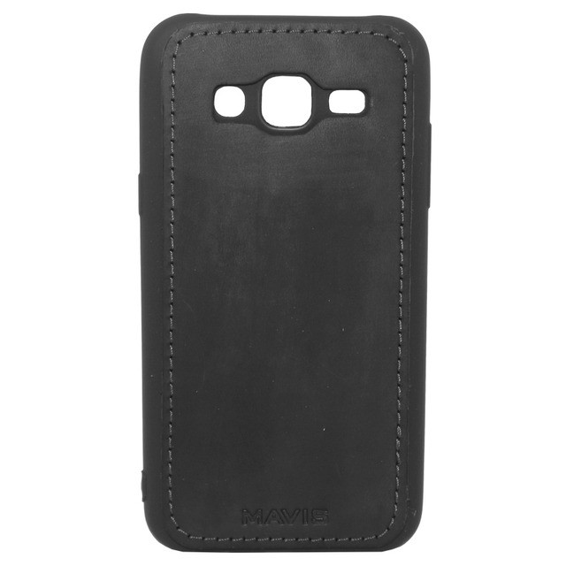 Накладка MAVIS для Samsung J3 J300/J310/J320  шкіряна чорна-0