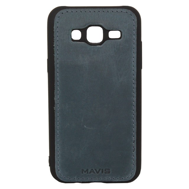 Накладка MAVIS для Samsung J7 (2015) J700 шкіряна синя-0