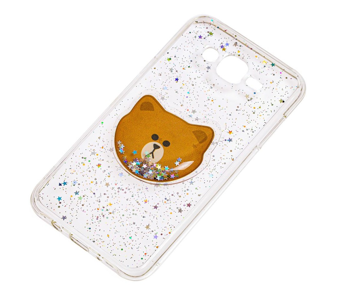 Накладка TOY для Samsung J1 (2016) J120 з рідкими блискітками "Ведмедик"-1