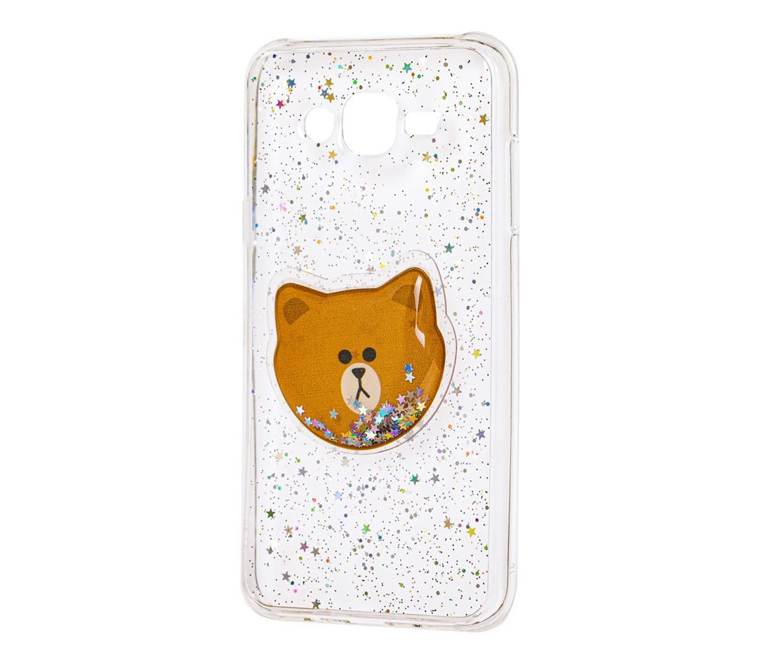 Накладка TOY для Samsung J1 (2016) J120 з рідкими блискітками "Ведмедик"-0