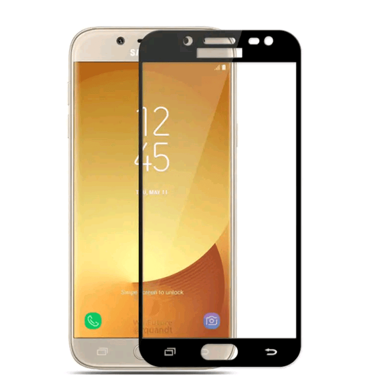 Захисне скло Full Glue для Samsung J7 (J700)/J7 Neo з чорною рамкою-0