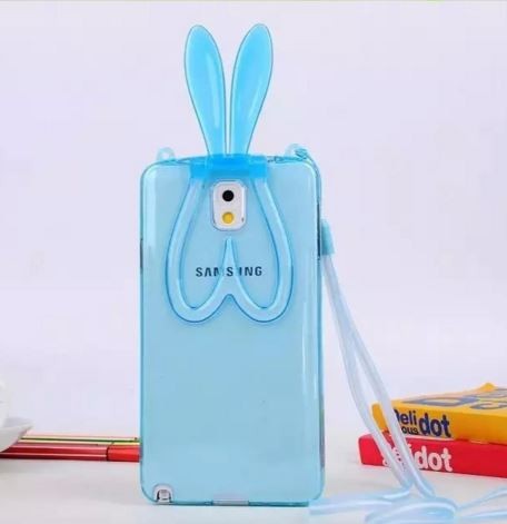 Накладка для Samsung Note 3 N900 Кролик з відкидними вушками блакитний-0