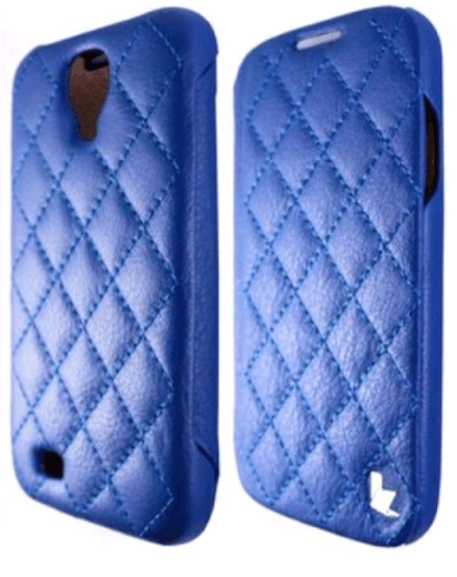 Чохол-книжка JISON CASE Genuine Leather  для SAMSUNG S4 блакитна (шкіра)-0