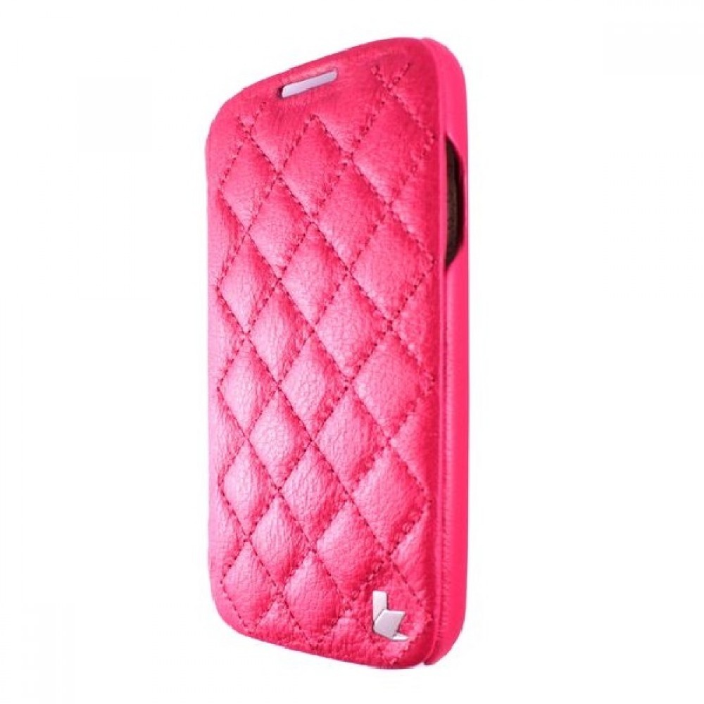 Чохол-книжка JISON CASE Genuine Leather  для SAMSUNG S4 рожева (шкіра)-0
