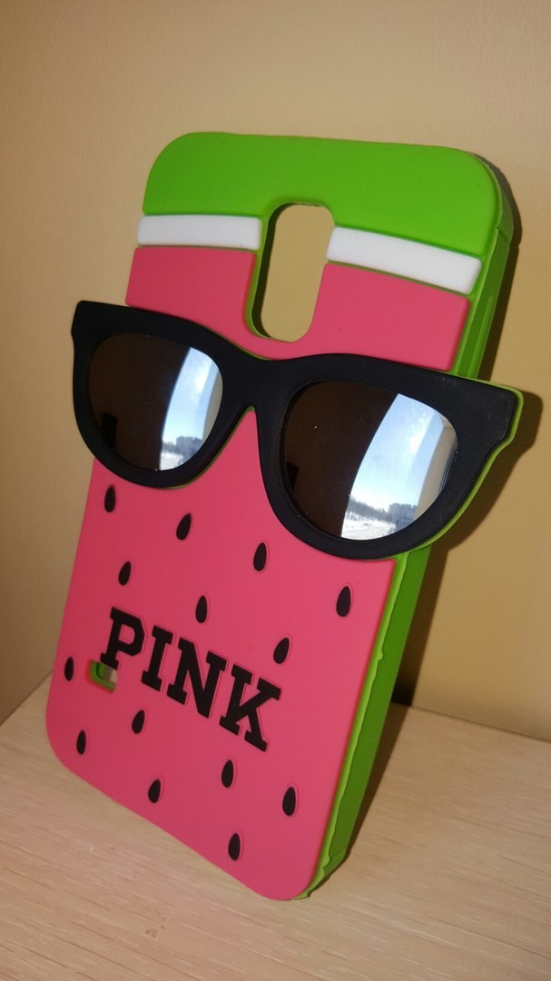 Накладка для Samsung S5 Кавун з дзеркальними окулярами "Pink" кораловий-0