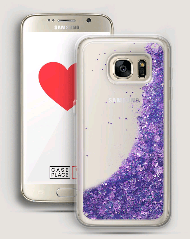 Накладка Aqua для Samsung S7 (G930) фіолетові блискітки (переливається)-0