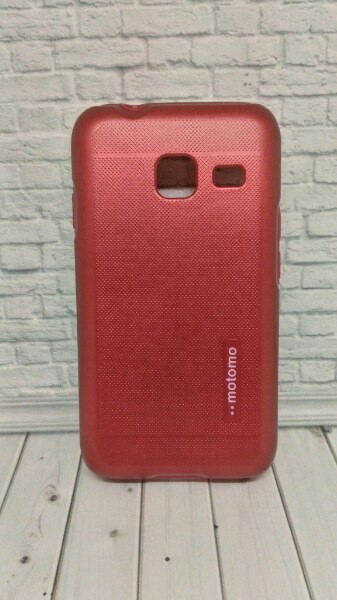 Противоударная металлизированная  накладка Motomo для Samsung J1 mini J105  красная-0