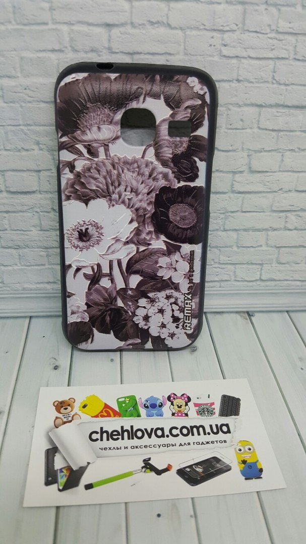 Силиконовая накладка Remax "Flowers Black & White" для Samsung J1 mini J105-0