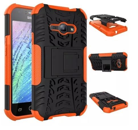 Накладка для Samsung J1 Ace J110 "Броня" чорно-помаранчева-0