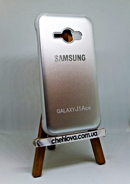Накладка металлическая с тисненным металлическим логотипом для Samsung J1 Ace J110 серебро-0